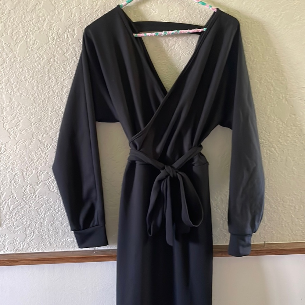 Black Crossover Midi Dress